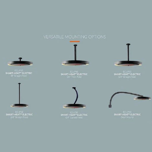 Bromic Eclipse Electric Ceiling Pole - Stone and Heat
