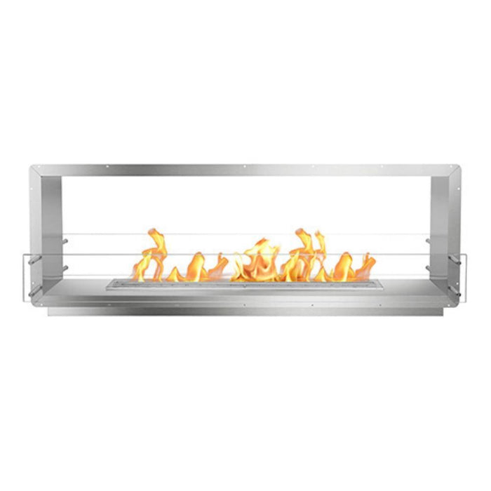 THE BIO FLAME 72-INCH SMART FIREBOX DS -SEE-THROUGH ETHANOL FIREPLACE (BF-FB-DS-72-SS-RCSB48 / BK-RCSB48) - Stone and Heat